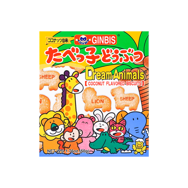 GINBIS Animal Biscuits Coconut Flavor 50g