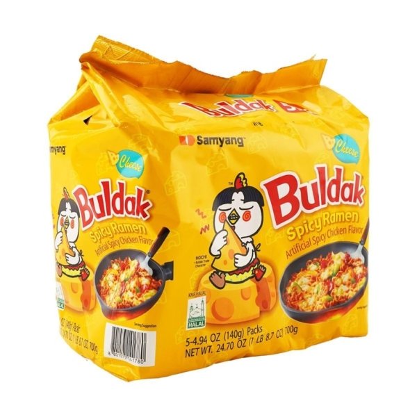 Korean Buldak Stir-Fried Ramen – Cheese Hot Chicken Flavour, 5 Packs × 140g 【Trending on TikTok】 - Image 4