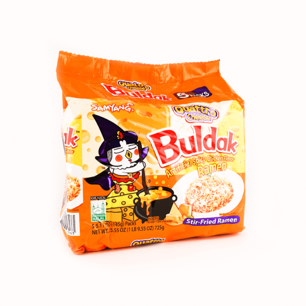 Buldak Quattro Cheese Hot Chicken Stir-Fried Ramen – 5 Packs × 145g 【Trending on TikTok】 - Image 2