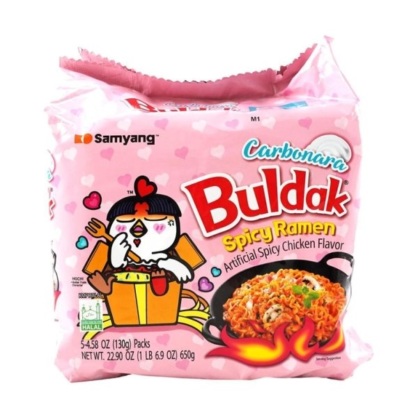 Korean Buldak Carbonara Stir-Fried Ramen – Hot Chicken Flavour, 5 Packs × 130g 【Trending on TikTok】 - Image 3