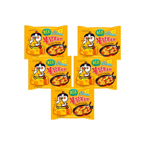 Korean Buldak Stir-Fried Ramen – Cheese Hot Chicken Flavour, 5 Packs × 140g 【Trending on TikTok】 - Image 2