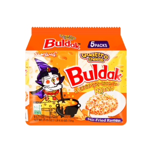Buldak Quattro Cheese Hot Chicken Stir-Fried Ramen – 5 Packs × 145g 【Trending on TikTok】